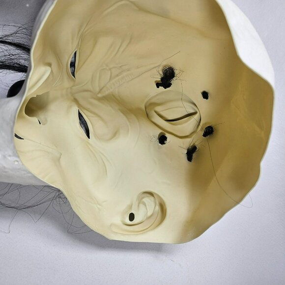 Killer Clown w/ Small Hat Stringy Hair Rubber Halloween Mask Scary Adult NEW - Picture 7 of 8